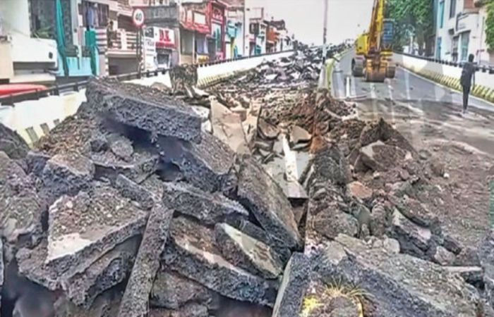 Three years after closure demolition of Hatkeshwar Bridge finally commence