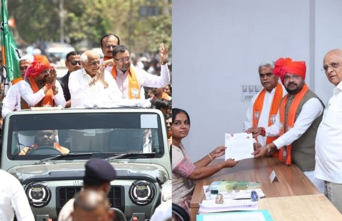 ઉમરેઠ બેઠકની પેટા ચૂંટણી માટે ભાજપના ઉમેદવાર હર્ષદ પરમારે ઉમેદવારી પત્ર ભર્યું, CMની હાજરીમાં ભવ્ય શક્તિ પ્રદર્શન 1 - image