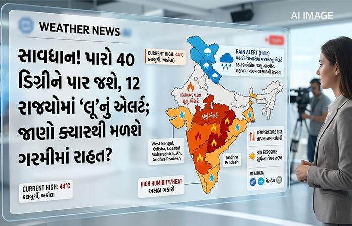 સાવધાન! ગુજરાત સહિત 12 રાજ્યોમાં 'લૂ'નું એલર્ટ; પારો 40 ડિગ્રીને પાર જશે, અહીં થશે વરસાદ 1 - image