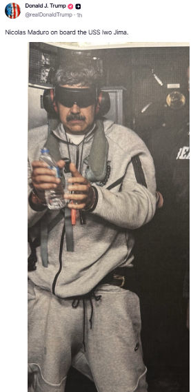 વેનેઝુએલા પર કબજો કરી રાષ્ટ્ર પ્રમુખ ડોનાલ્ડ ટ્રમ્પે માદુરોની પ્રથમ તસવીર જાહેર કરી 2 - image