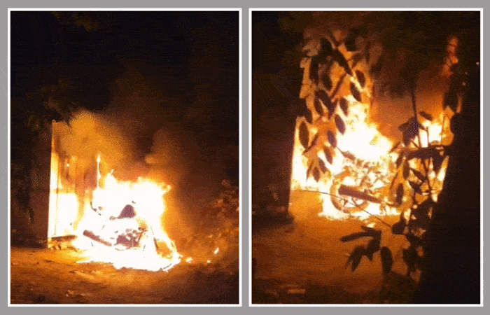 અમદાવાદ: જુહાપુરા ચાર રસ્તા પાસે પાર્ક કરેલી બાઈકમાં ભીષણ આગ, BRTS કેબિન સુધી લપેટો પહોંચી 1 - image