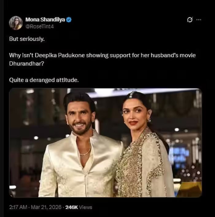 'ધુરંધર 2'ની સફળતા વચ્ચે સોશિયલ મીડિયામાં કેમ ટ્રોલ થઈ દીપિકા પાદુકોણ?, ફેન્સે કર્યા યામીના વખાણ 3 - image