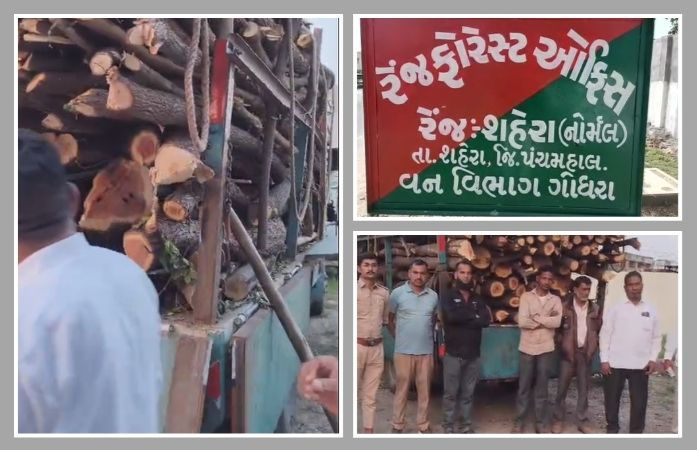 શહેરા નજીક ગેરકાયદે ખેરના લાકડાની હેરાફેરી ઝડપાઈ, લાખોનો મુદ્દામાલ જપ્ત 1 - image